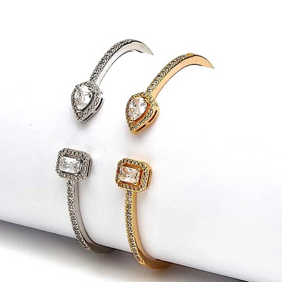 Snake Pear Sterling Silver Zircon Adjustable Bangle - Picture 8 of 9